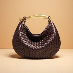 Intrecciato Leather Satchel – Sardine Chain, Brass Handle